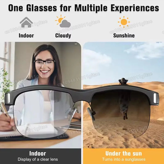 2026 Photosensitive Color Change Smart Glasses Bluetooth Voice Calls Control Music UV Polarized Sunglasses Headphone Glasses Man Peaceful Pleasures Health and Wellness