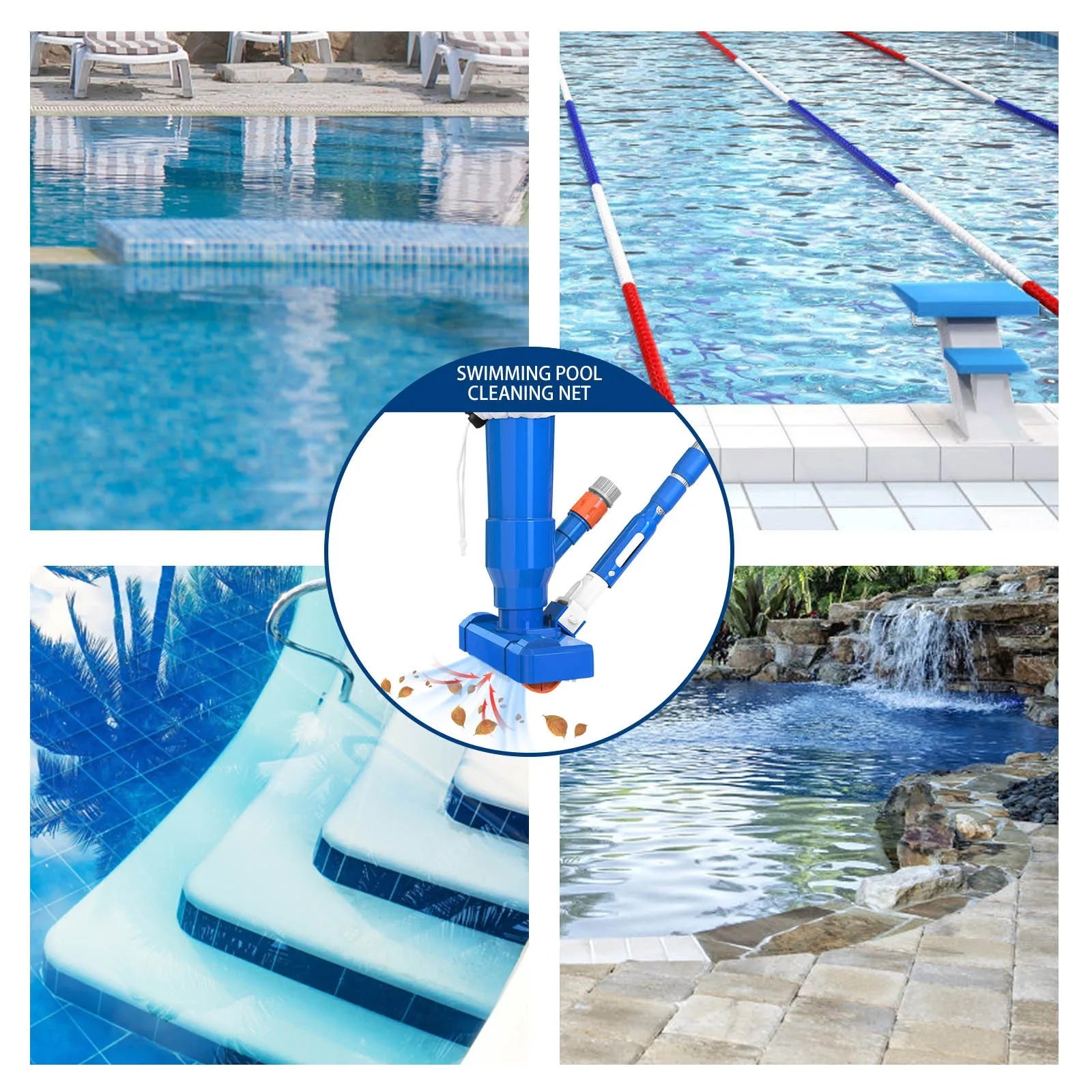 Brush Portable Pool Vacuum Handheld Vacuum Telescopic Pole Pool Vacuum Cleaner Useful Durable Swimming Pool Jet Cleaner Ponds Peaceful Pleasures Health and Wellness