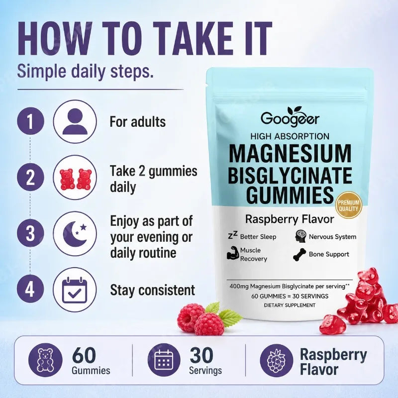 Magnesium Bisglycinate Gummies with D3 & Zinc | 60ct