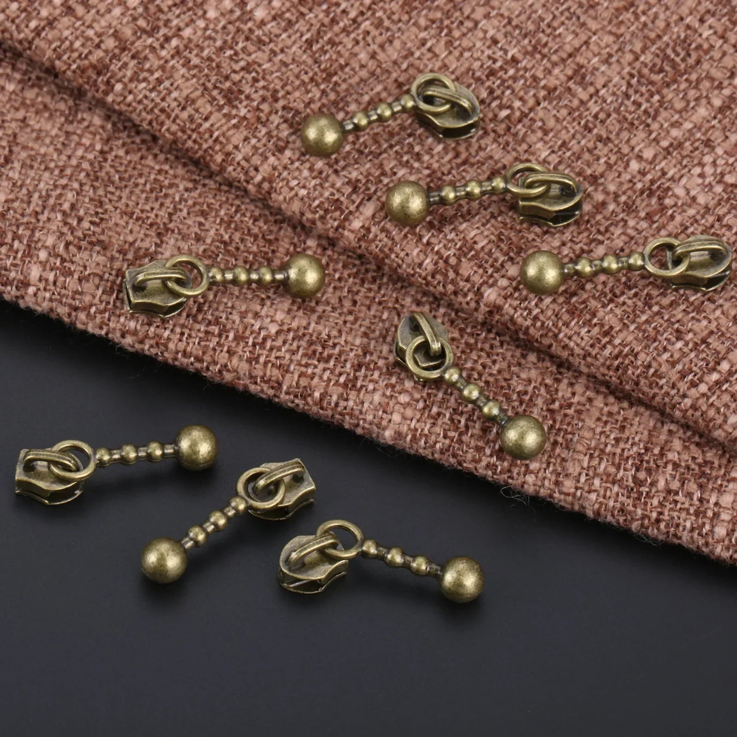20Pcs 21mm Antique Bronze Metal Zipper Sliders | DIY Repair