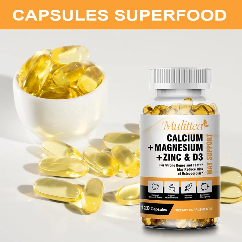 Calcium Magnesium Zinc + Vitamin D3 Capsules – Bones, Nerves & Immunity | 120 Count Peaceful Pleasures Health and Wellness