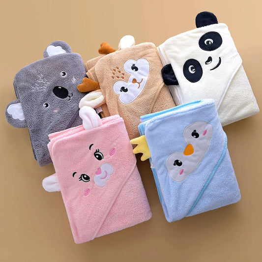 Cartoon Hooded Baby Bath Towel & Swaddle Wrap | Newborn 0-1Y Hooded Baby Towel Peaceful Pleasures Health and Wellness