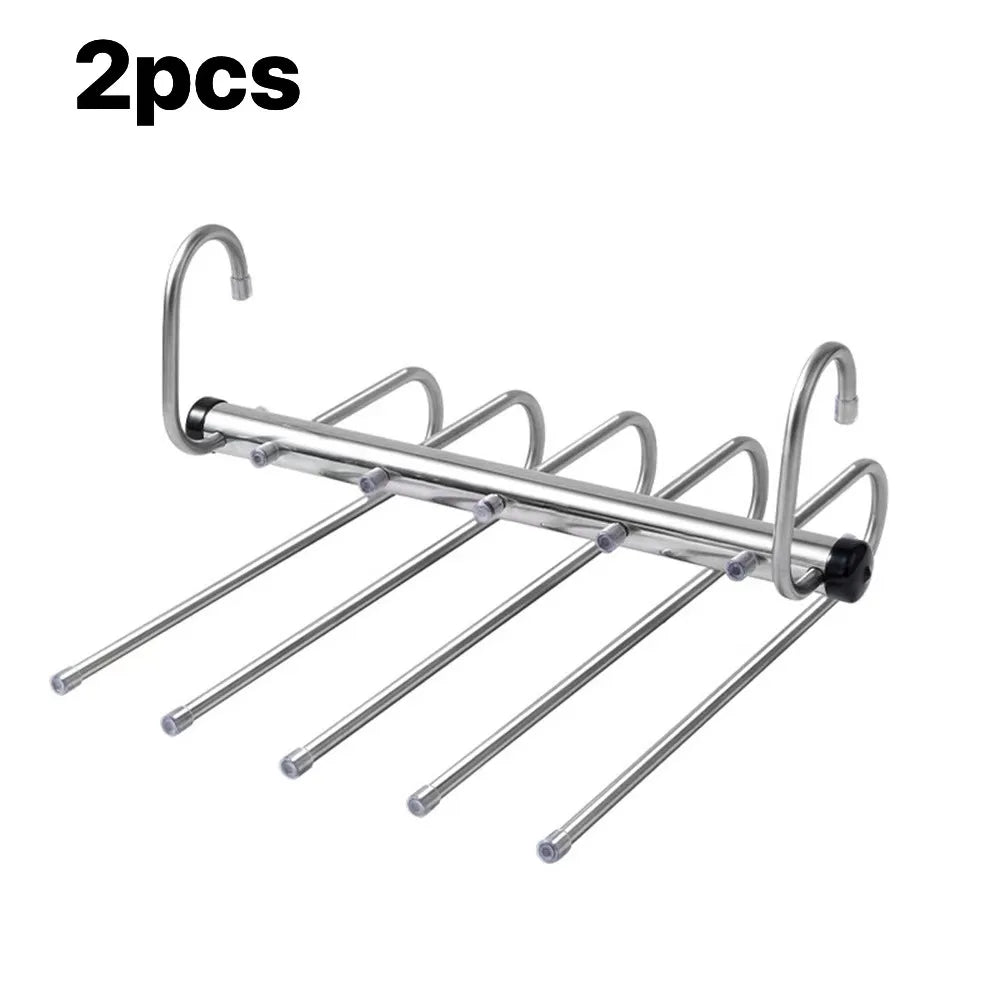 Stainless Steel Folding Pants Hanger – Multi-Layer Magic Clips & Retractable Space-Saving Organizer Peaceful Pleasures Health and Wellness 2pcs five layers