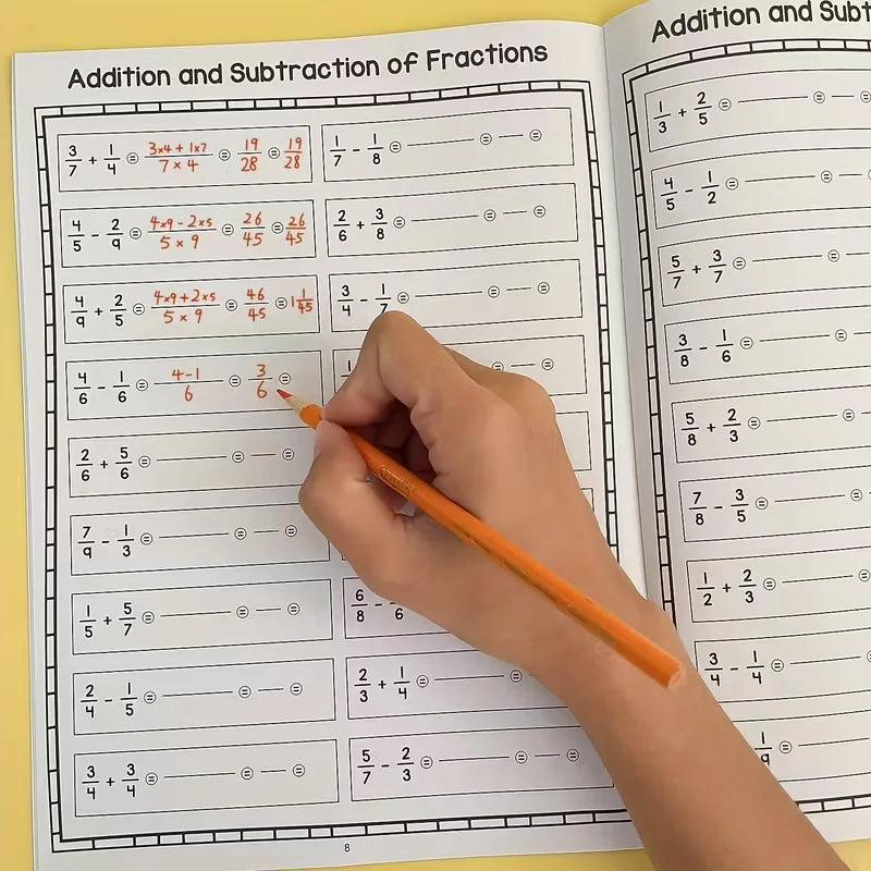 Fraction Practice Workbook Youngsters Addition Subtraction Elementary
