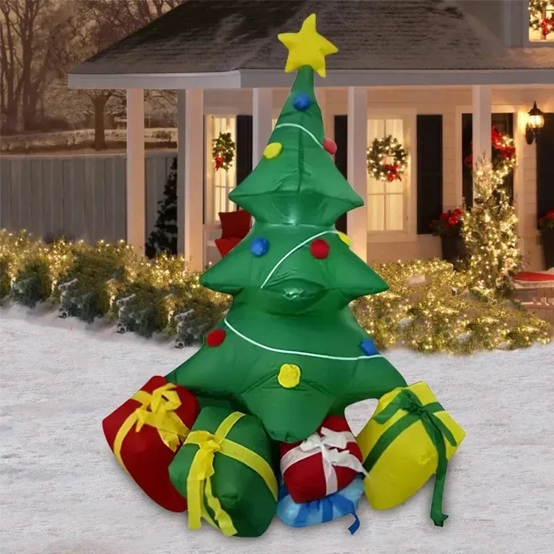 Christmas Inflatable Santa Sleigh with Reindeer & LED Lights