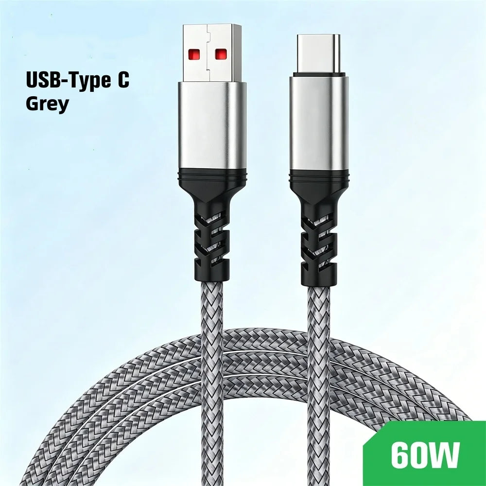 60W USB-C to USB-C Fast Charging Cable 3A | 2m–8m Lengths