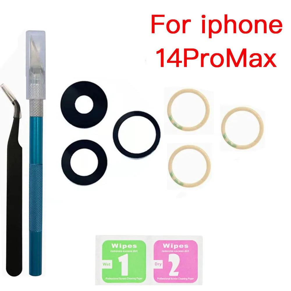iPhone 11–14 Rear Camera Glass Lens Replacement Kit + Tools