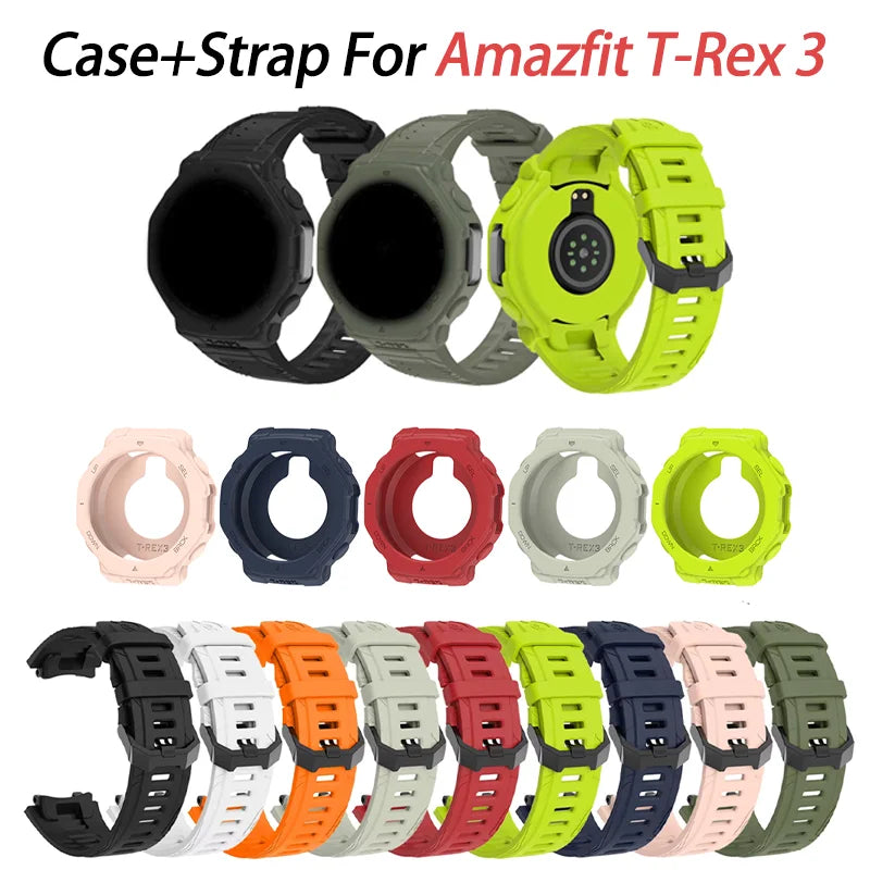 Silicone Watch Band & Case for Amazfit T-Rex 3 – Replacement