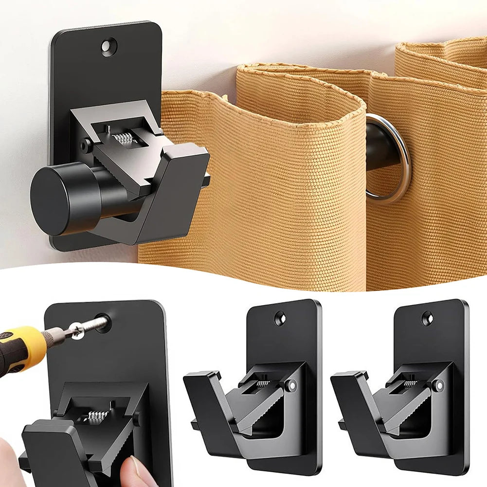 2/4pcs Curtain Rods Nail-Free Adjustables Curtain Rod Hooks No Drill Curtain Rod Brackets Self Adhesive Curtain Rod Holders Peaceful Pleasures Health and Wellness