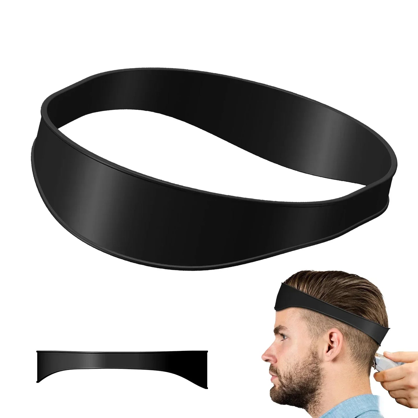 Curved Silicone Hair Trimming Tool DIY Fade Haircut Template Barber Neckline Shaving Headband for Home Haircuts Peaceful Pleasures Health and Wellness black