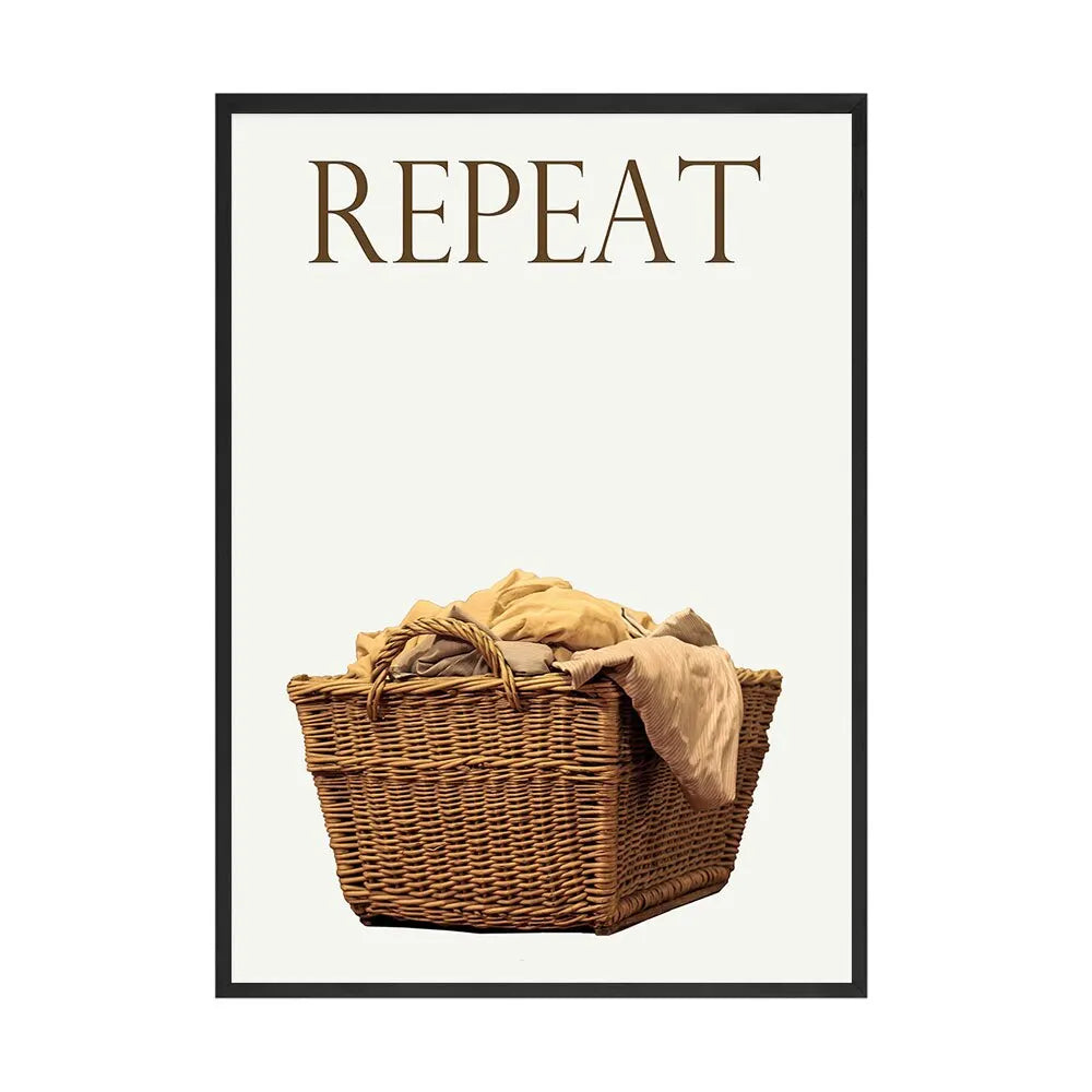 Vintage Wall Art Canvas Wash Dry Fold Repeat Laundry Sign Poster Painting Living Room Nordic Pictures Print Modern Home Decor Peaceful Pleasures Health and Wellness 01 30x40cm Unframed