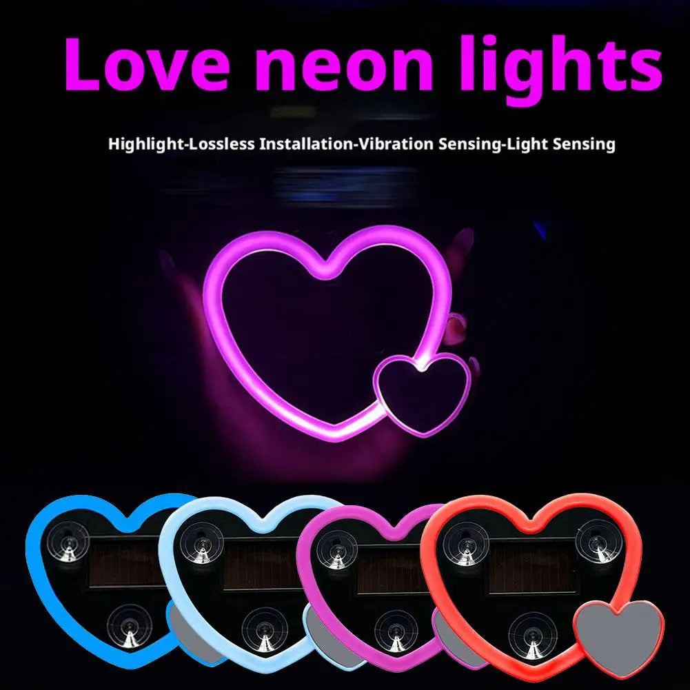Solar Heart Neon LED Car Interior Light – 5 Modes | Dashboard