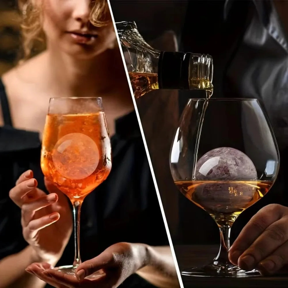 1/4Pack Silicone Ice Ball Maker 2.4Inch Whiskey Large Sphere Ice Mold with 2in1 Funnel Lid Cocktails Ice Cube Tool Kitchen Acces Peaceful Pleasures Health and Wellness
