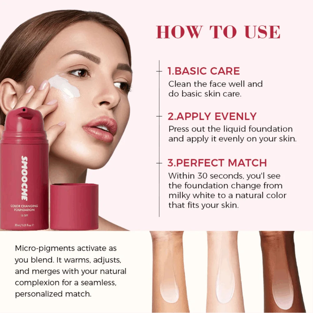 Color Changing Foundation – Self-Adjusting Shade & Full Coverage