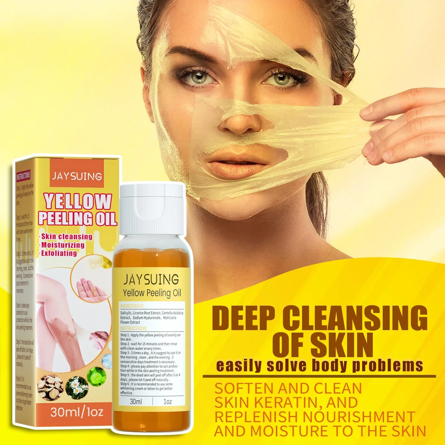 Jaysuing Yellow Peeling Oil – Brighten & Exfoliate Face & Body
