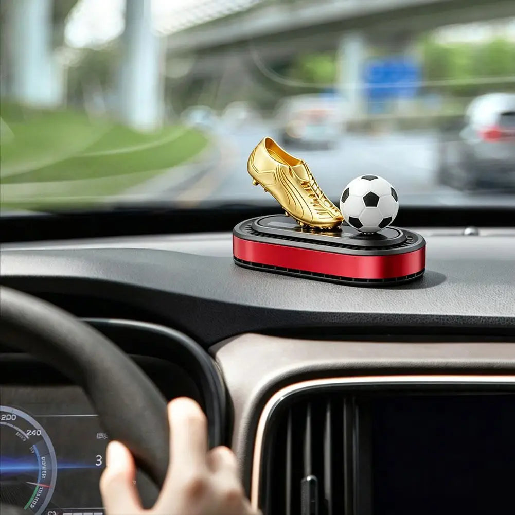 Solar Automatic Rotating Football Golden Boot Aromatherapy Diffuser Car Aromatherapy Brand Shoes Decoration Car Air Freshener Peaceful Pleasures Health and Wellness