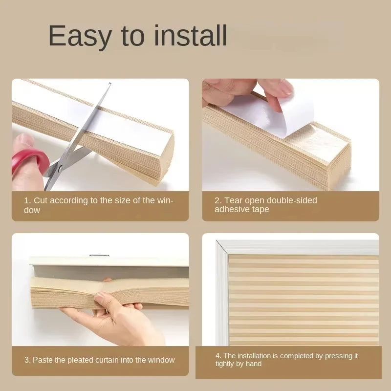 Cordless Pleated Blackout Window Blind – No-Drill Shade