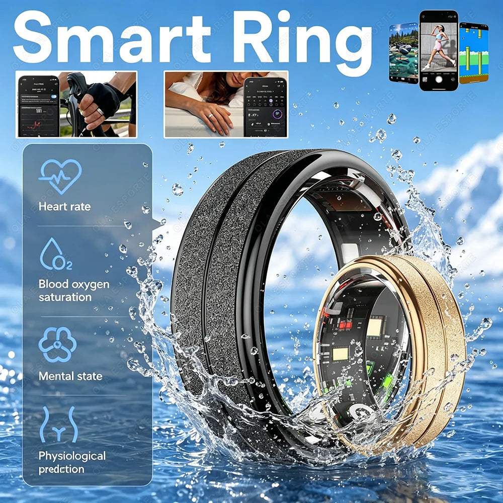 2026 Fashion Women Smart Ring IP68&5ATM Waterproof Lady ring Heart Rate Health Monitor Sports Pedometer Fitness Rings Men New Peaceful Pleasures Health and Wellness