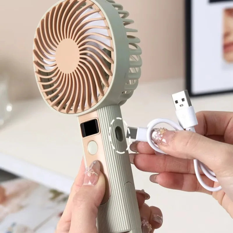 120-Speed Portable Handheld Fan | USB Rechargeable & Digital Display
