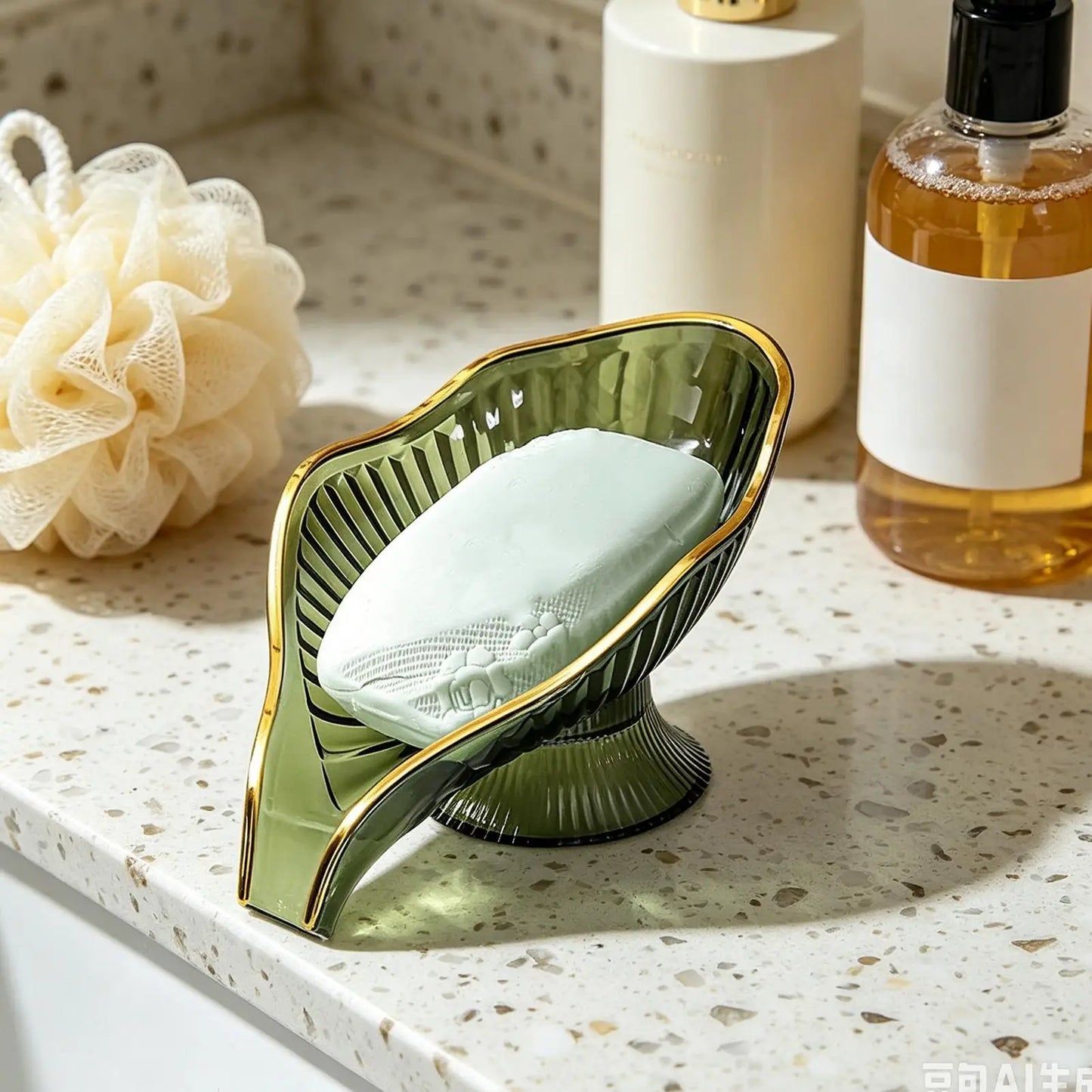 Leaf Self-Draining Soap Dish – Clear Non-Slip Soap Holder Tray