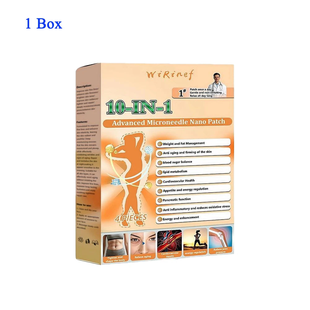 10 IN 1 Advanced Nano Microneedle Patch For Body Skin Daily Use External Application Care Sticker Breathable Adhesion ≤0.25mm Peaceful Pleasures Health and Wellness 1 box