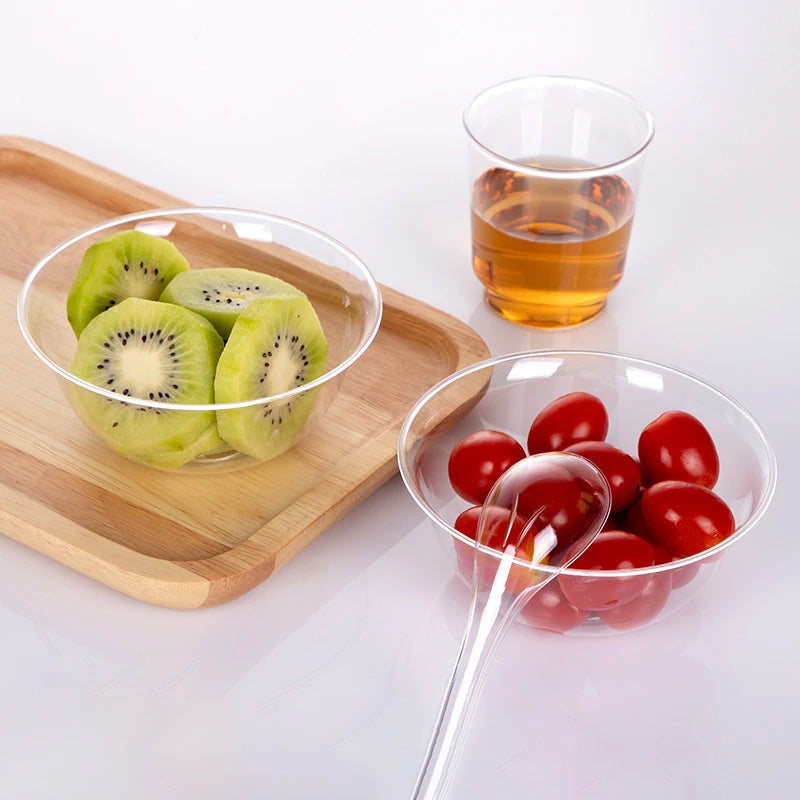 25-Pack 300ml Disposable Clear Plastic Bowls | Salad & Snack
