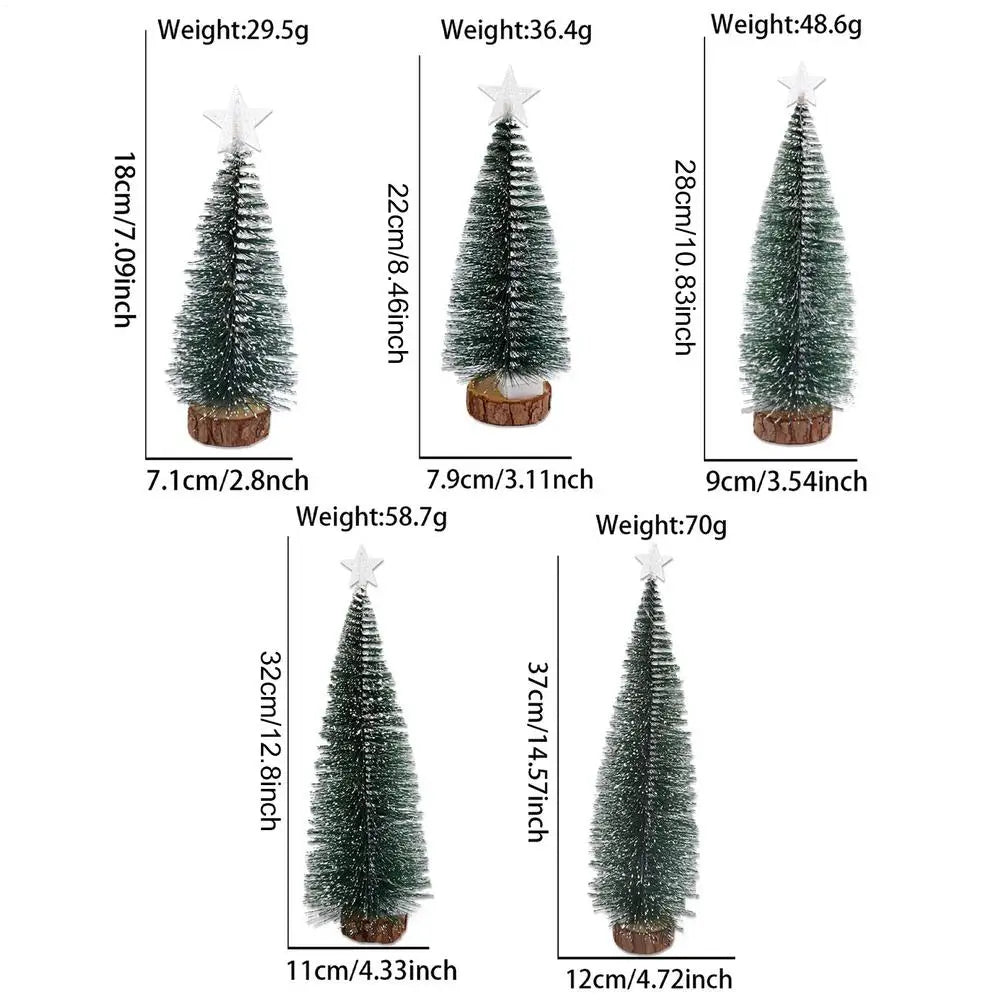 Tabletop Christmas Tree Set of 5 with LED Lights | Mini Holiday Decor