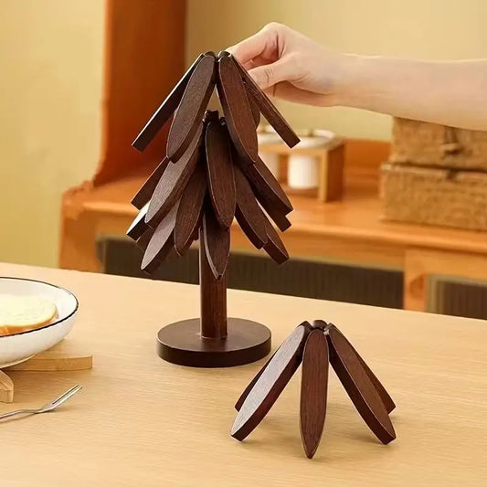 4-Piece Heat-Resistant Bamboo Tree Coasters Set | Non-Slip Coaster Set Peaceful Pleasures Health and Wellness