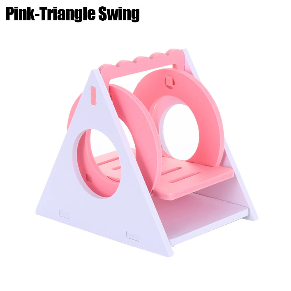 Wooden Hamster Toy Set – Seesaw, Swing & Playhouse