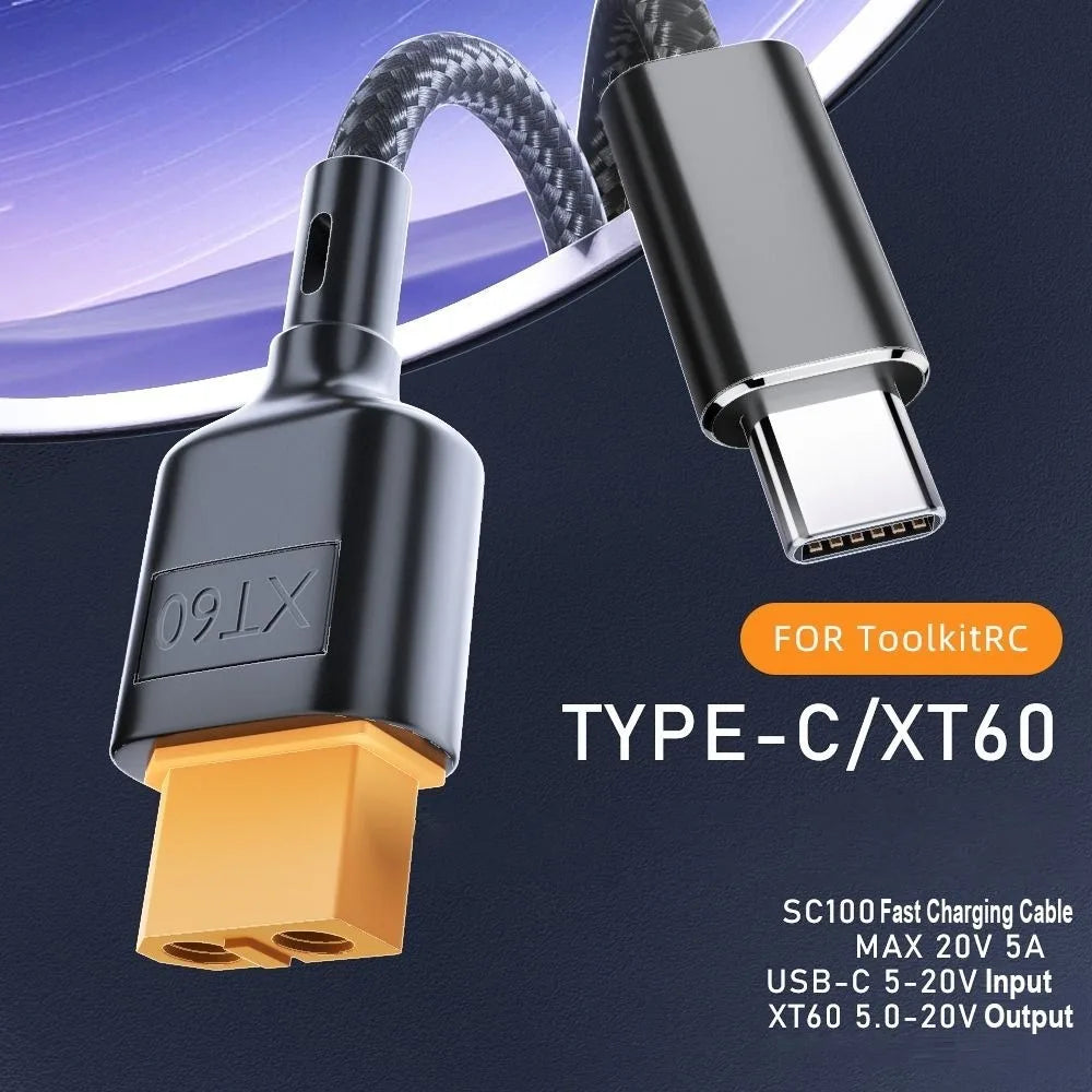 Adapter Wire XT60 To Type-C Fast Charging Cable 20V 5A PD2.0/QC2.0 XT60 To Type-C Adapter Cable 50cm/1m SC100 Protocol Peaceful Pleasures Health and Wellness