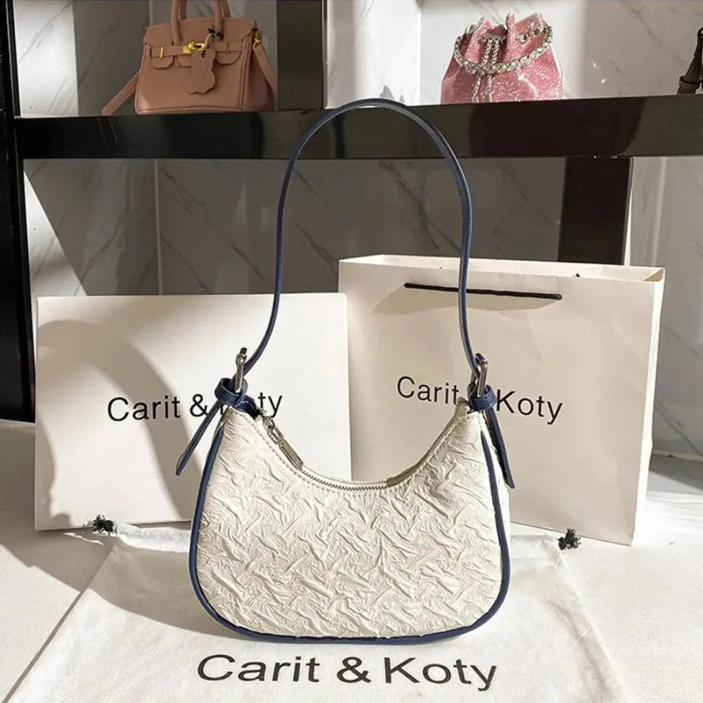 Original design advanced sense this year's popular pleated bag female summer niche design crescent bag underarm bag shoulder Peaceful Pleasures Health and Wellness