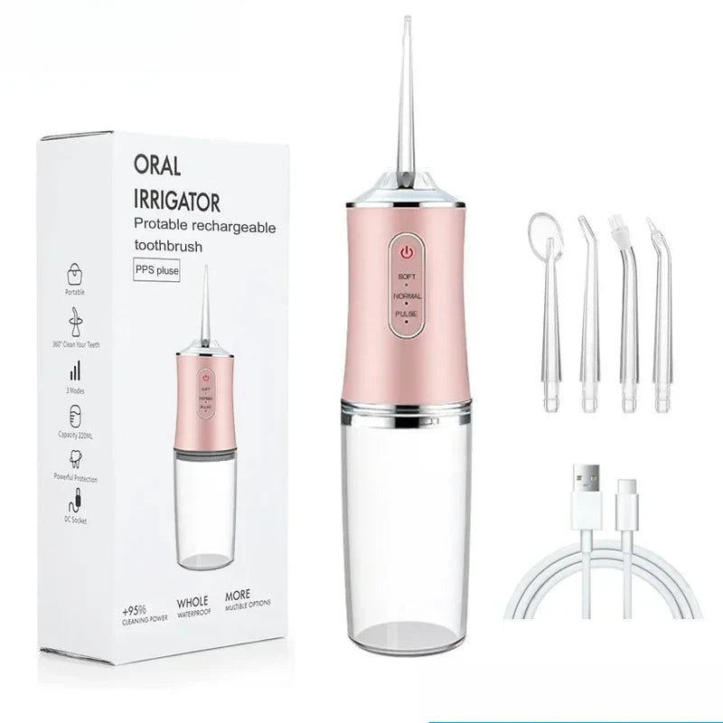 Cordless Dental Water Flosser Electric Oral Irrigator 3 Modes Waterproof Professional Tooth Cleaner Water Drill for Oral Health Peaceful Pleasures Health and Wellness