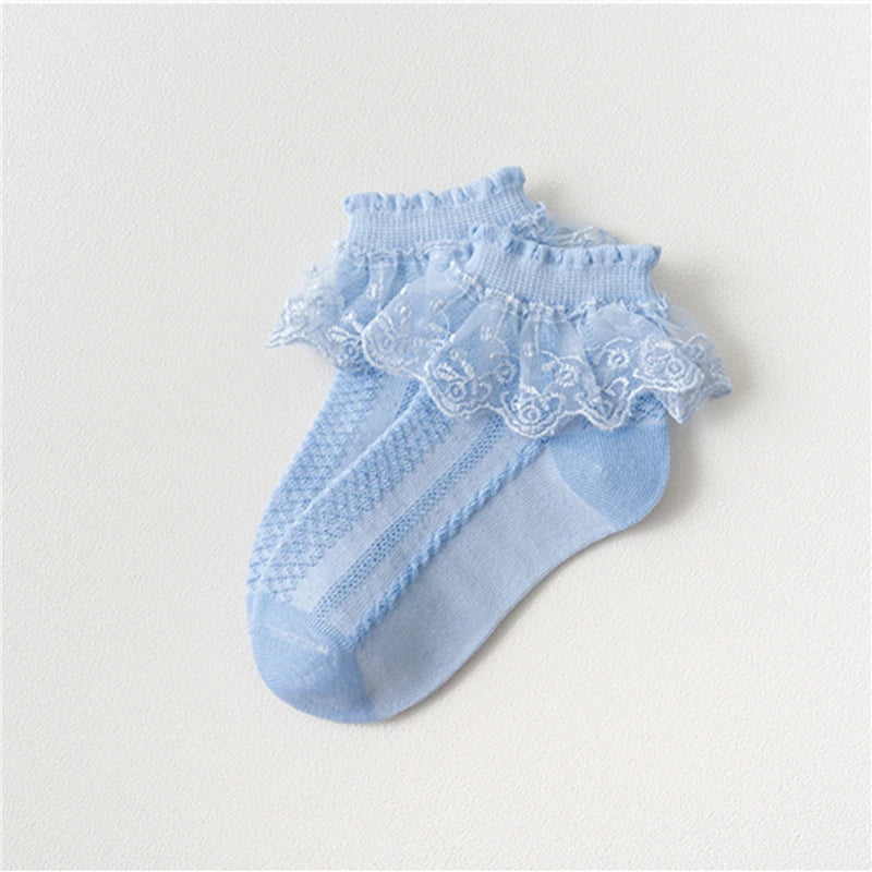 Japanese Style Sock High Quality Lovely Girls Lace Ruffle Frilly Ankle Children Princess Cotton Socks Peaceful Pleasures Health and Wellness Blue S