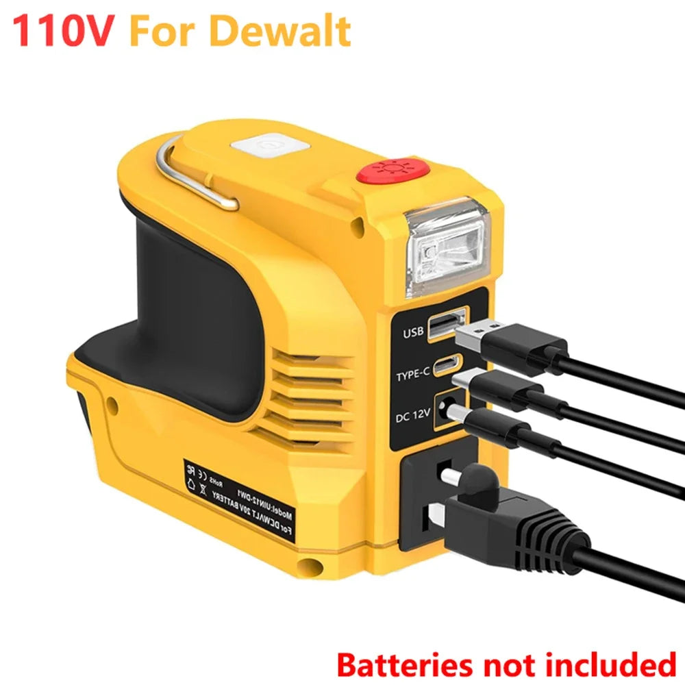 220w Power Plastic Housing for Dc Bicycle Helmet 18v 21v 220v 110v To Ac with Usb Type-C Rechargeable Port Bit Holder Power Tool Peaceful Pleasures Health and Wellness for DeWalt 110V-220W