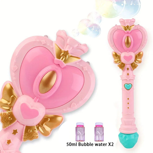 Magic Princess Fairy Wand Bubble Machine with Solution | SONGYI Electric Bubble Toy Peaceful Pleasures Health and Wellness