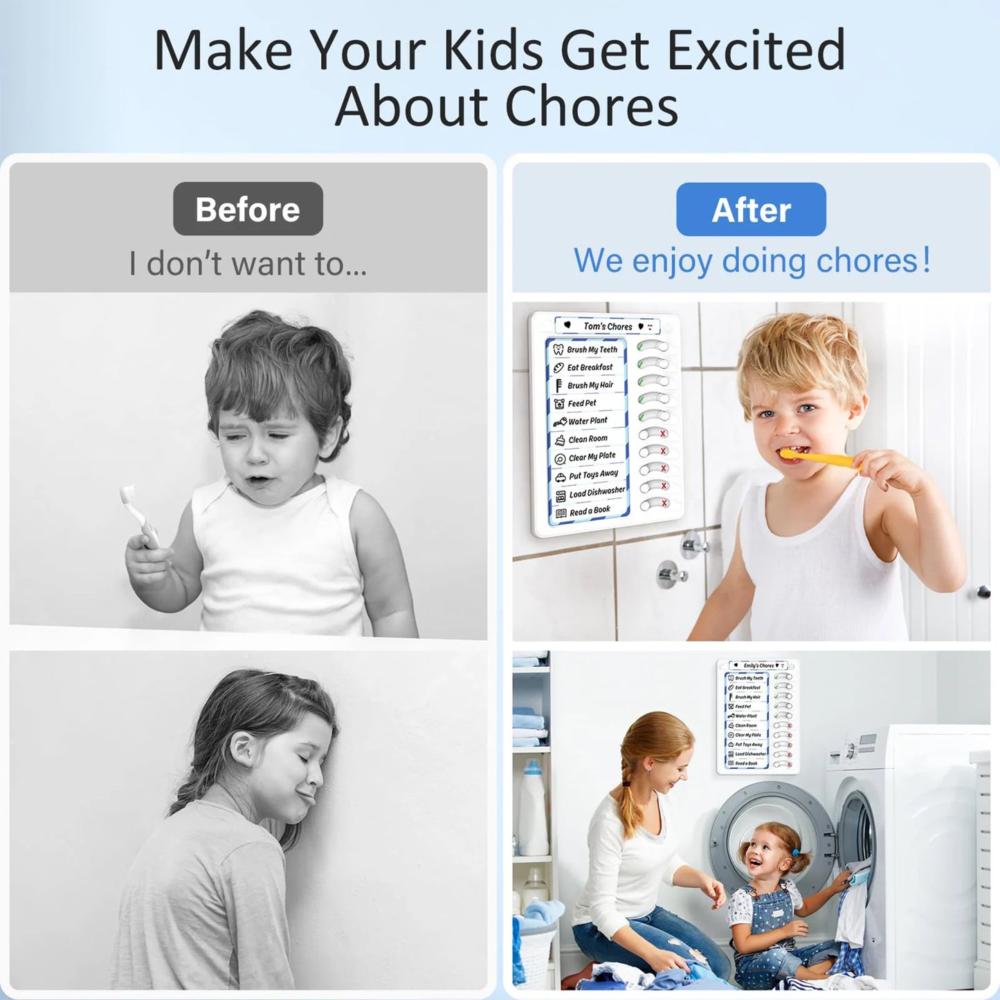 Multiple Kids Chore Board Sliding Checklist Memo Plastic Board for Home Office School Whiteboard Plans Peaceful Pleasures Health and Wellness
