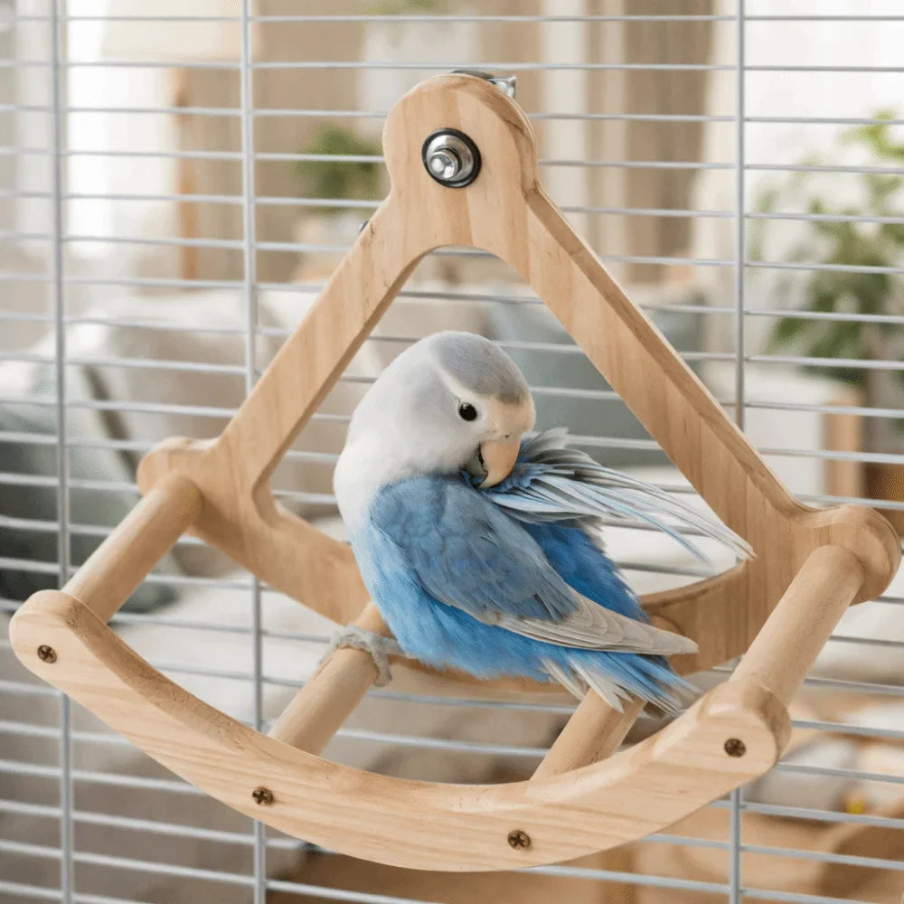 Wooden Bird Swing Toy – Rocking Perch for Parrots & Parakeets