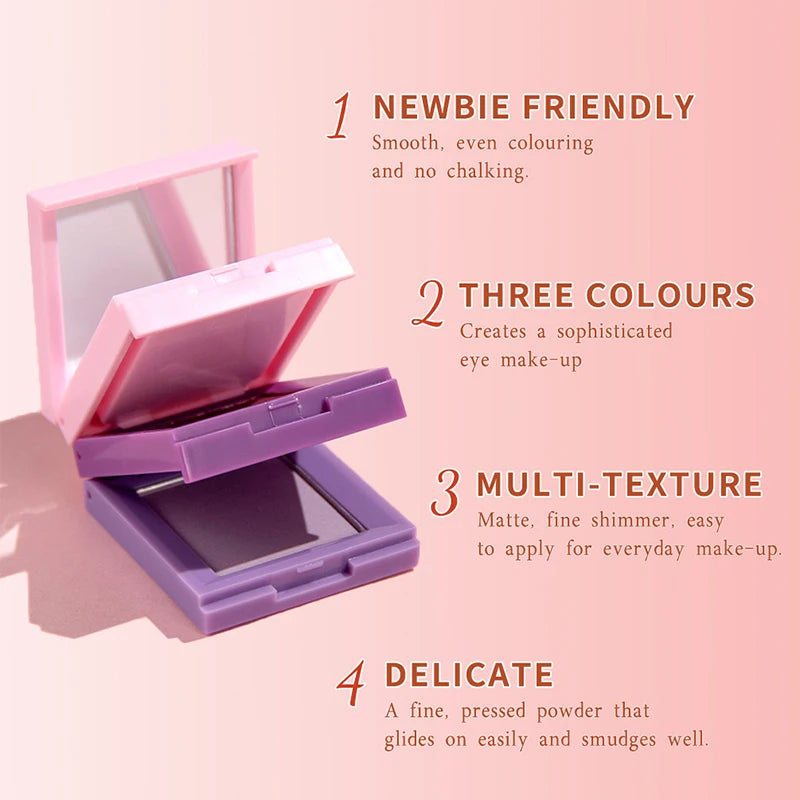 1 piece, three in one eye shadow palette, portable makeup, matte and shiny finish, multi-functional neutral tone, easy to mix Peaceful Pleasures Health and Wellness