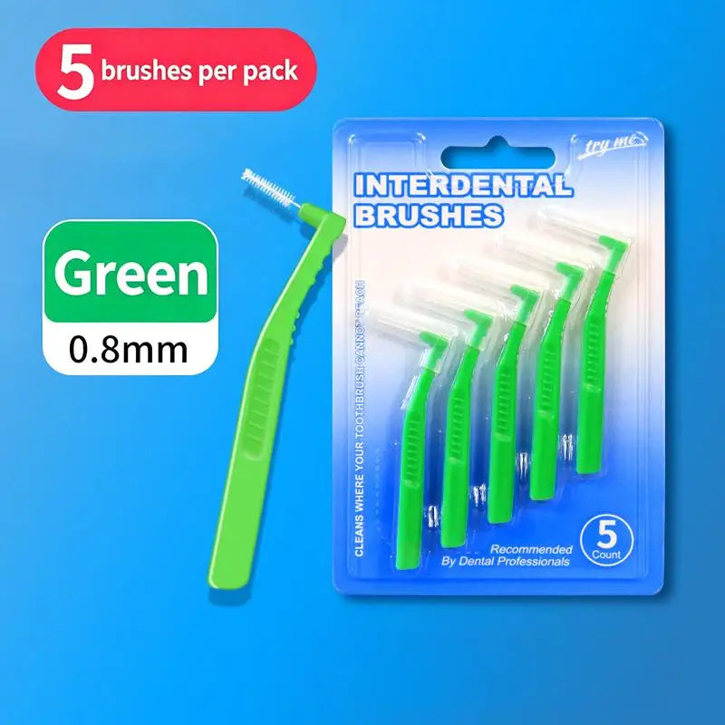2/5Pcs L-shaped Interdental Brushes Portable Soft Bristle Interdental Cleaners Brushes Travel Peaceful Pleasures Health and Wellness A4
