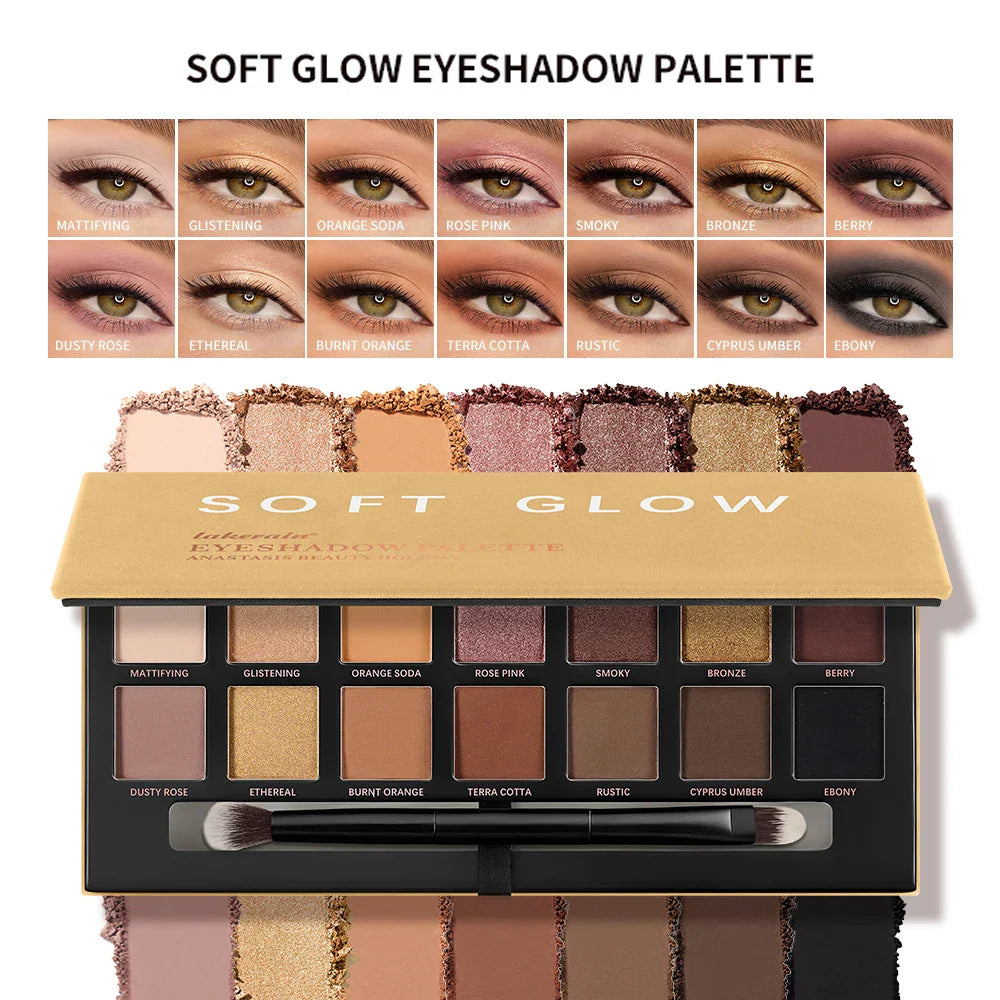 Lakerain 14-Shade Eyeshadow Palette – Matte, Shimmer & Glitter