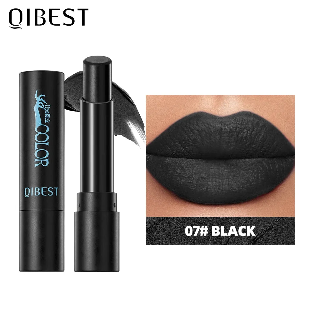 QIBEST Nude Velvet Matte Lipstick Long-lasting Lip Stain Not Stick Cups Lipstick Red Green Orange Black White Lip Tint Makeup Peaceful Pleasures Health and Wellness 07