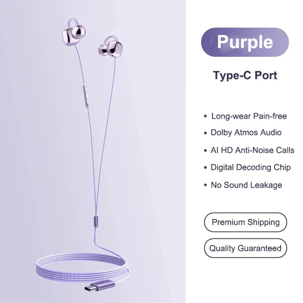 Clip-On Wired Earphones USB-C & 3.5mm | IPX4 | HD Mic
