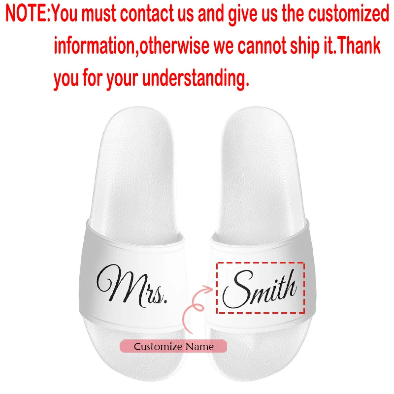 Personalized Name PVC White Background Face Slipper Custom Bride Slide Sandals Wedding Bridal Shower Decoration Mrs Gift Present Peaceful Pleasures Health and Wellness custom name 42-43