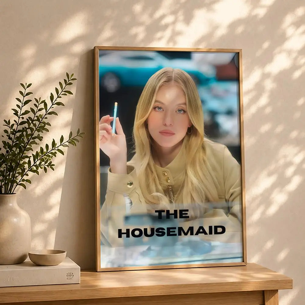 Movie T-The HousemaidS Poster HD Self Adhesive Waterproof Wall Art Ideal for Home Office Dorm Bedroom Great Gift Peaceful Pleasures Health and Wellness White3 21X30cmNoframe