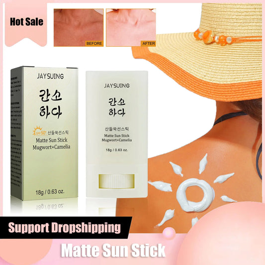 Face Body Sunscreen Matte Sun Stick Spf 50+ Uv Protective Refreshing Hydrating Waterproof Solar Blocker Isolation Sunblock Cream Peaceful Pleasures Health and Wellness 50 ML
