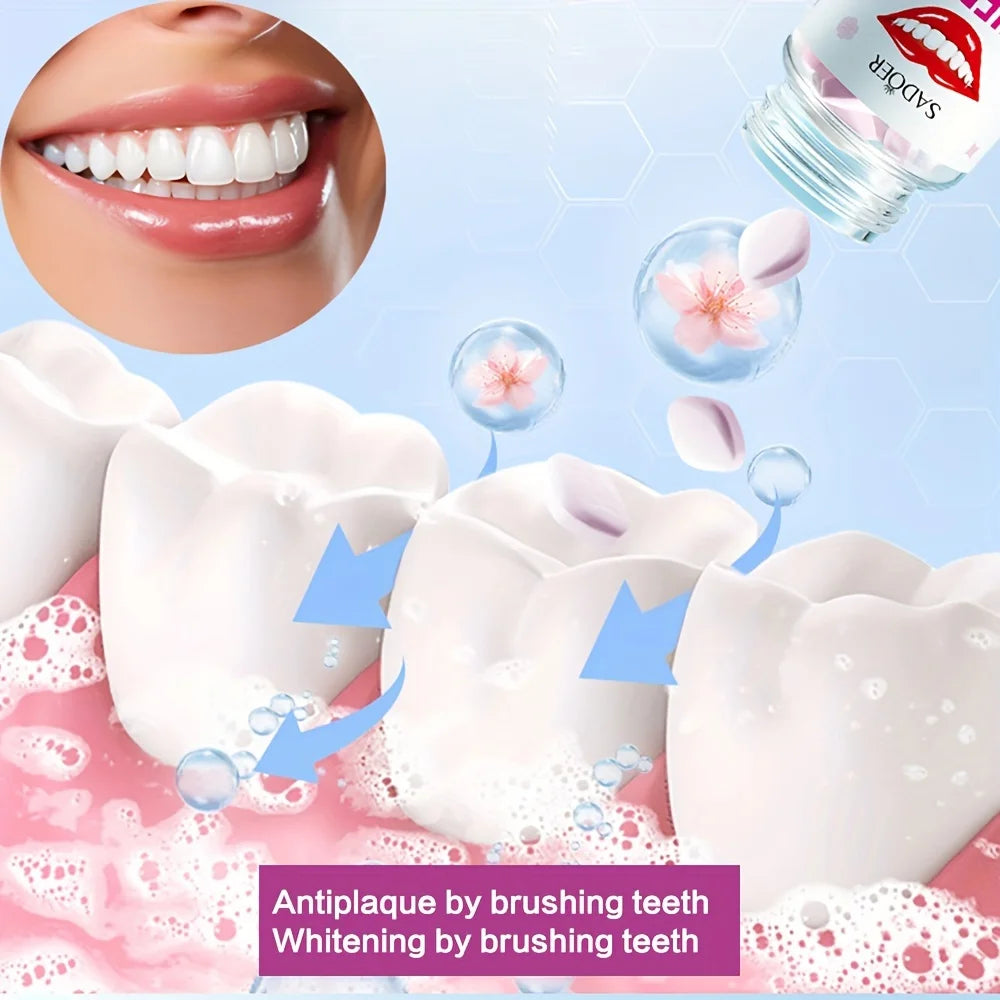 Sakura Flavored Solid Toothpaste Tablets, Deeply Cleaning Teeth, Chewable Toothpaste Tablet, Fresh Breath, Basic Oral Care 28.5g Peaceful Pleasures Health and Wellness
