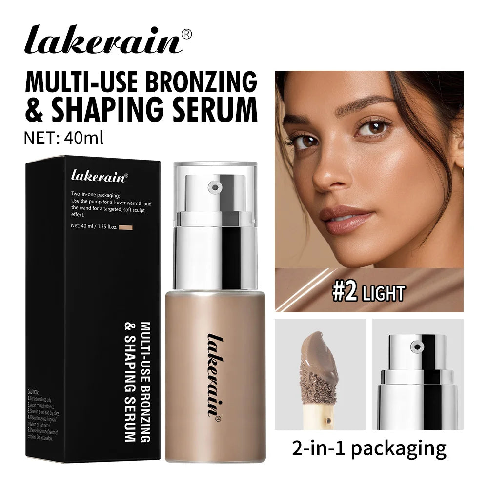 Lakerain Contouring Shaping Serum Long Lasting Nature Bronzing Foundation Deep Moisturizing Brighten Facial Contouring Concealer Peaceful Pleasures Health and Wellness Light