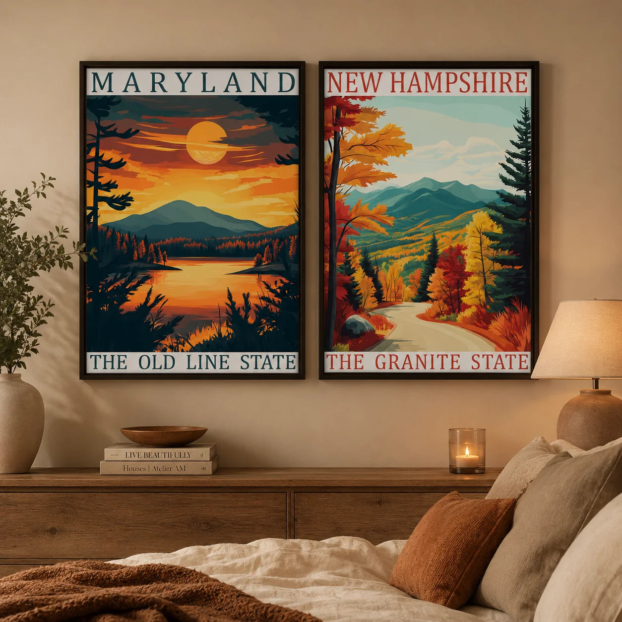 Western Landscape Canvas Wall Art | Vintage Poster Print Décor Canvas Wall Art Peaceful Pleasures Health and Wellness