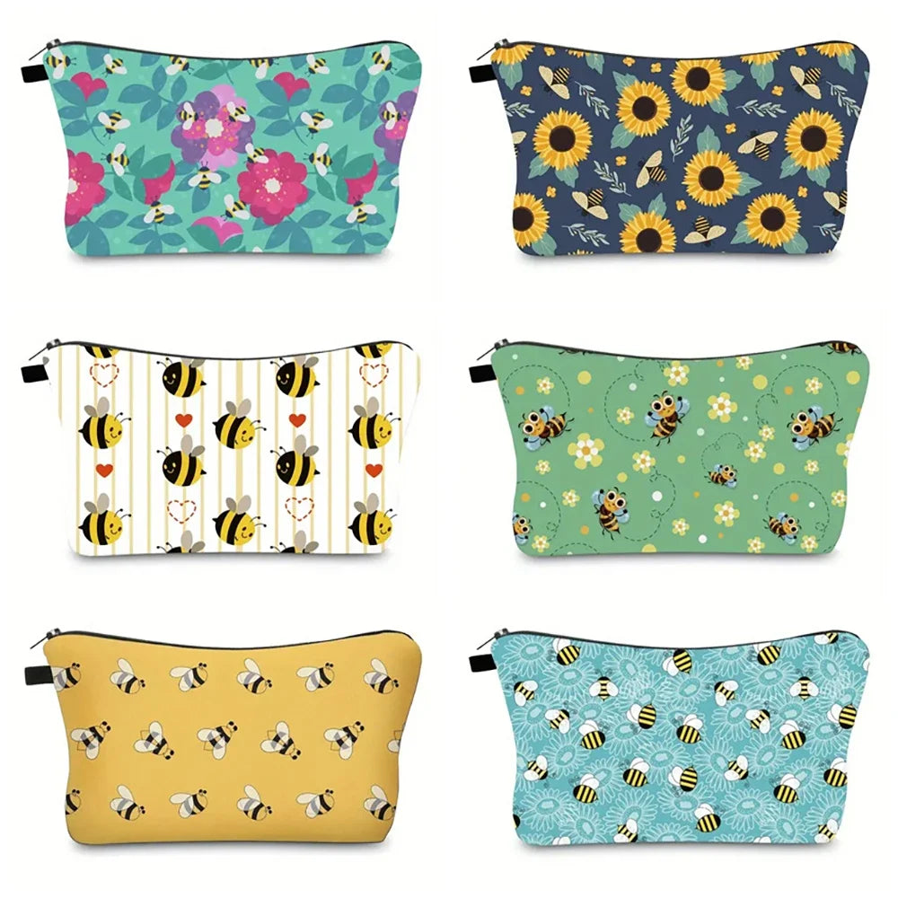 Sunflower Bee Cosmetic & Pencil Bag – Travel Organiser Pouch