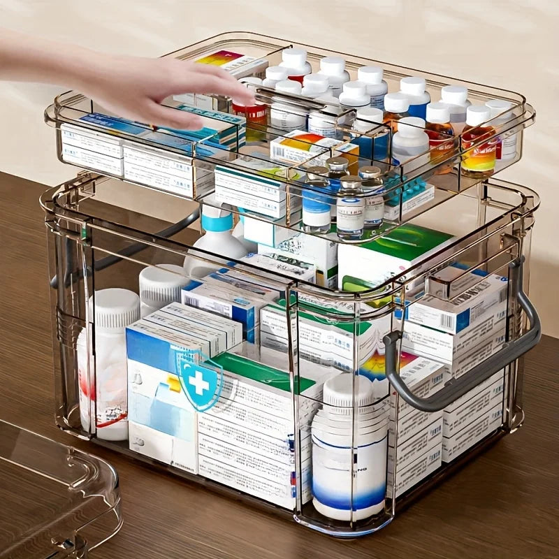 Clear Medicine Organizer Storage Box with Tray | First Aid Chest